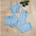thumbnail image 2 of Turilly Women's Solid Lace Patchwork Pajama Sets Three Piece Women's Home Clothes, 2 of 4