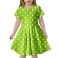 thumbnail image 1 of LUOGENLI Robe Mode pour Enfants Imprimé à Pois Robe Ajustée à Manches Courtes (4 13 Ans) Robe pour Filles Tendance Grande Taille Vert 8-9ans, 1 of 4