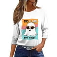 thumbnail image 4 of VKOYWKM Halloween Shirts for Women 3/4 Length Sleeve Womens Tops Halloween Spooky Graphic T Shirts Casual Crew Neck Halloween Vintage Tunic Top, 4 of 5