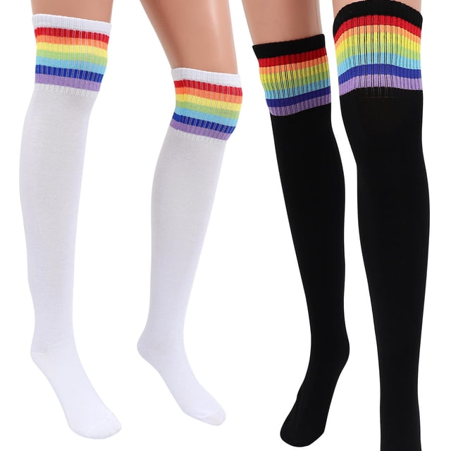 unbranded 2Pares Calcetines Largos Decorativos Multicolor De Poliéster Cómodos Y Resistentes