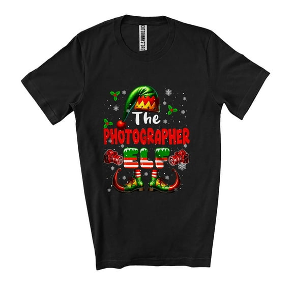 The Photographer Elf; Joyful Christmas Elf Snow Around; X-mas Pajama Family Group Unisex T-Shirt