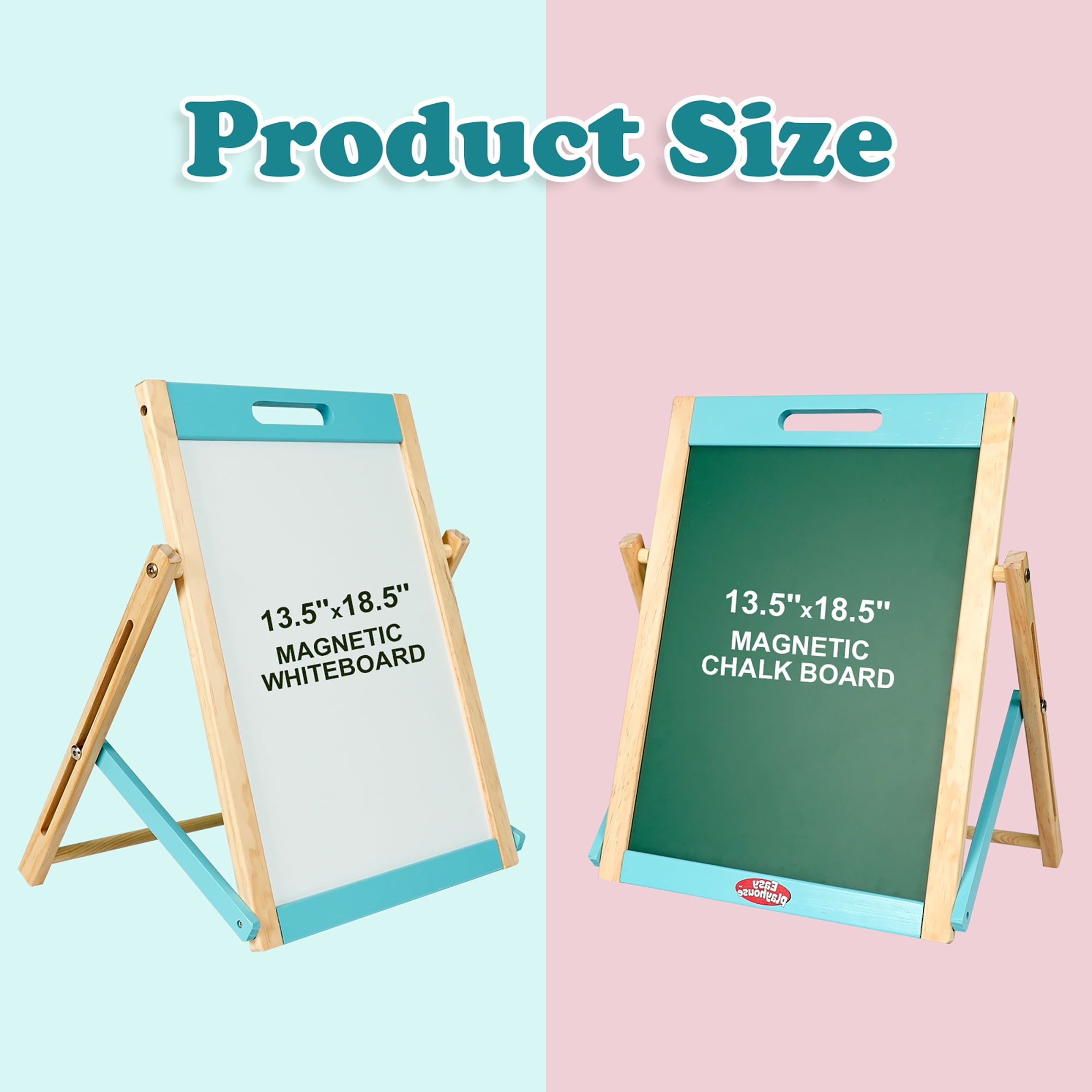Easy Playhouse: Wooden Tabletop Art Easel - Double-Sided Magnetic Chalk & Whiteboard, Adjustable & Foldable Art Station, Learning Accessories, Kids 3+