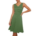 thumbnail image 5 of Einccm Women's Sleeveless V Neck Ruched Drawstring Mini Dress Solid Color Bodycon Wrap Style for Casual Summer Wear, Date Night, Parties and Weekend Outfits, 5 of 7