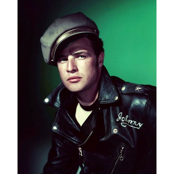 The Wild One Marlon Brando cool iconic pose in black leather jacket 24x36 Movie Poster HD Aluminum Wall Art