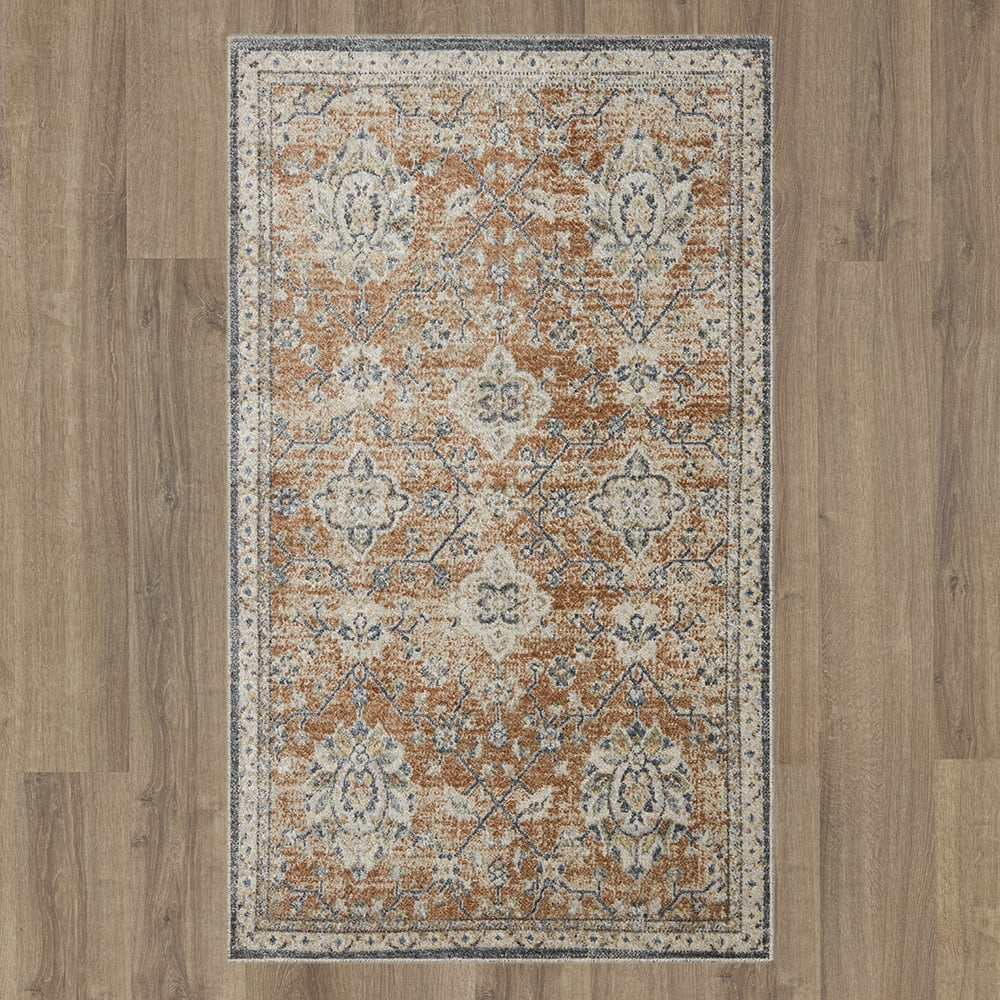 Mohawk Home Arete Floral Indoor Polyester Area Rug, Dark Orange, 2'11" x 5'