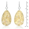 thumbnail image 4 of Alluring Mosaic Golden Mother of Pearl Handcrafted Teardrop Dangle Earrings, 4 of 5