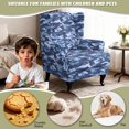 thumbnail image 4 of TSOVTHRID Blue Camo Print Wingback Chair Cover, Comfy Chair Covers for Wingback Chairs Slipcovers Non Slip 1 Seat Sofa Cover Furniture Protector with Elastic Bottom for Pets, 4 of 7