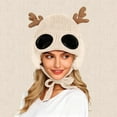 thumbnail image 4 of Winter Warm Knit Cap, Christmas Beanies Hat w/Elk Horns for Girl Women,Cute Ear Cap for Festivals, 4 of 5