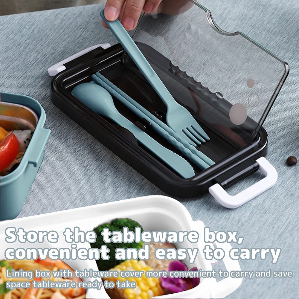 Bento Box With Tableware, Insulated Food Container With Fork Spoon, 2  Layers Stackable Lunch Box For Adults/teens, Leakproof Salad Snack Box For  Office, School, Camping, Kitchen Supplies - Temu
