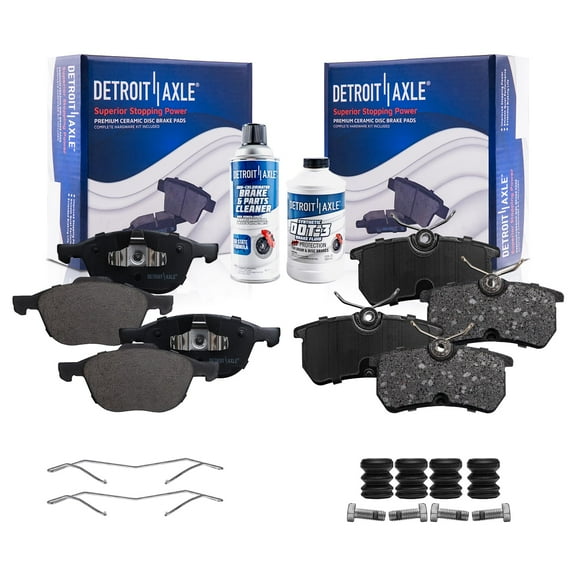 Detroit Axle - Front and Rear Ceramic Brake Pads with Hardware Set Replacement for 2004 2005 2006 2007 Ford Focus w/ Rear Disc - 6pc Set
