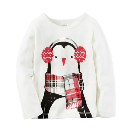 

Carters Baby Clothing Outfit Girls Long-Sleeve Penguin Tee T-shirt Ivory