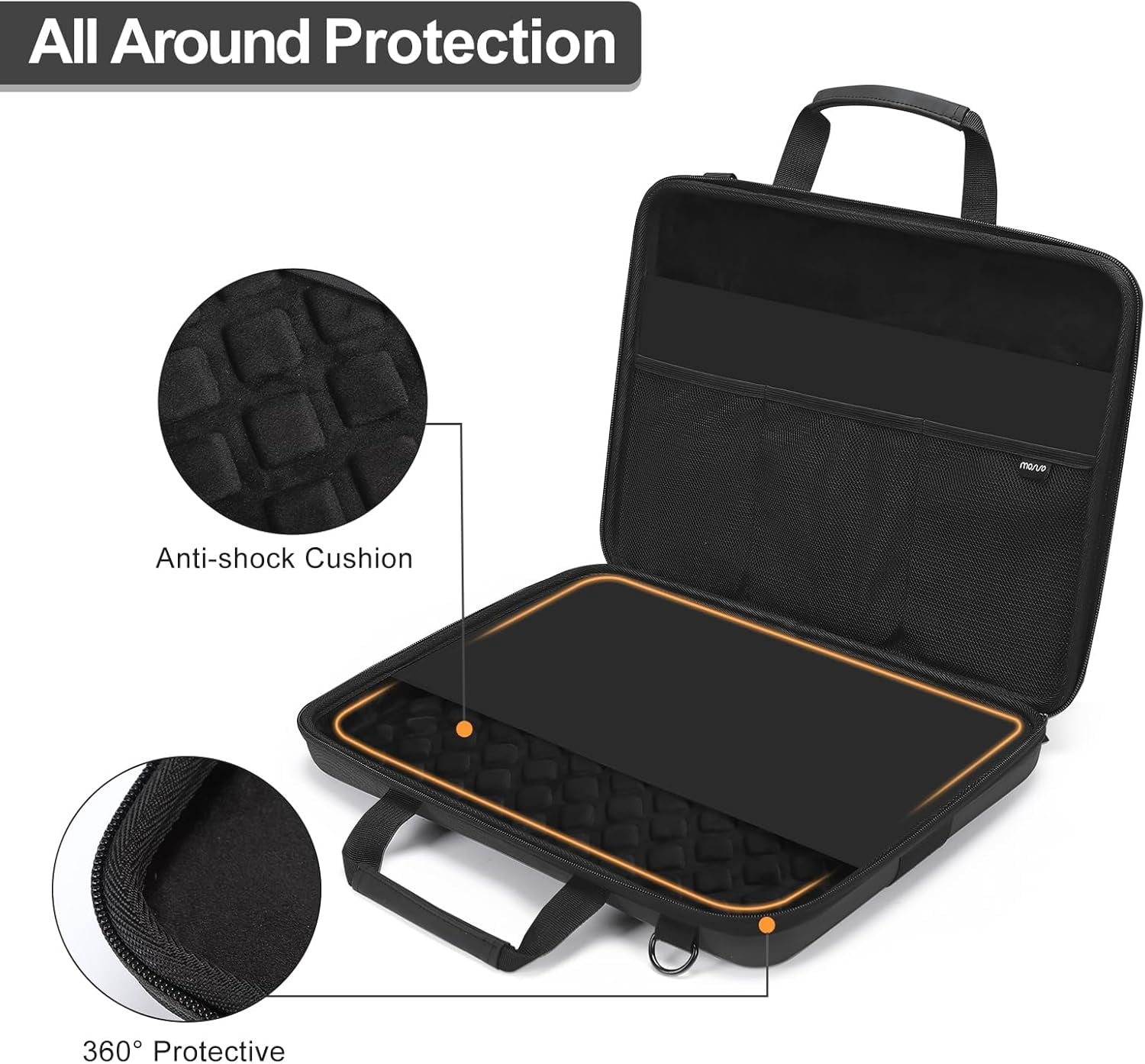 MOSISO Hard Shell Laptop Case for Men Women,15-15.6 inch Computer Bag Compatible with MacBook, HP, Dell, Lenovo, Asus, Notebook,13.3 inch Laptop Bag with Front Pocket & Shoulder Strap
