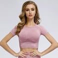 thumbnail image 3 of Women Yoga Shirt Quick Dry Breathable Bodycon O Neck Short, 3 of 8