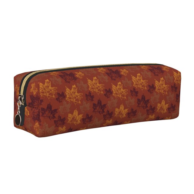 Easygdp fall Maple para Estuche de Lápices de Cuero, Estuche de Papelería de Cuero, Estuche de Gran Capacidad con Cremallera