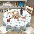 thumbnail image 7 of Summer Coastal Round Tablecloth 60 Inch Nautical Sea Turtle Seaweed Jellyfish Polyester Table Cloth Rustic Farmhouse Beach Theme Table Cover for Kitchen Dinner Party Decor, 7 of 7