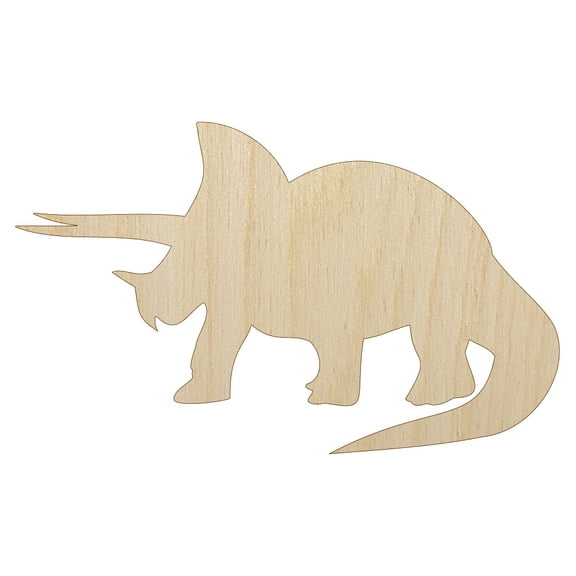 Triceratops Dinosaur Solid Wood Shape Unfinished Piece Cutout Craft DIY Projects - 4.70 Inch Size - 1/8 Inch Thick