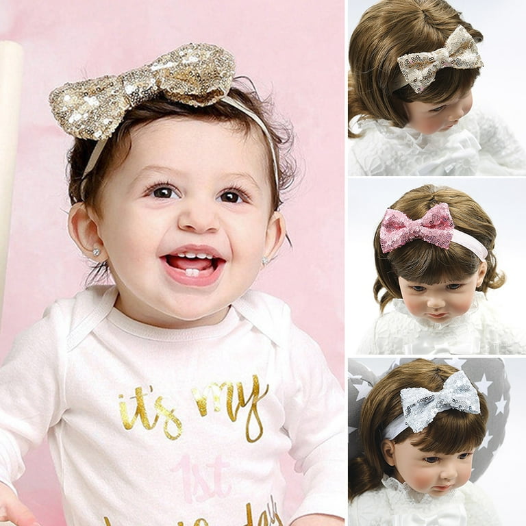 Visland Baby Girl Headbands Sparkly Glitter Sequins Hair Bows