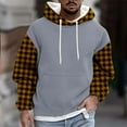 thumbnail image 2 of APEXFWDT Men's Plaid Raglan Sleeve Hoodie Big & Tall Long Sleeve Lightweight Athletic Pullover Casual Sweatshirt with Pockets,M,Yellow, 2 of 5