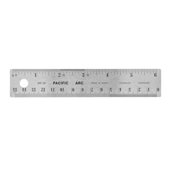Pacific Arc Stainless Steel Ruler with Inch and Metric(mm), Non Skid Cork or Rubber Back