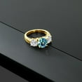 thumbnail image 4 of Gem Stone King 18K Yellow Gold Plated Silver Millennium Blue Mystic Topaz and Lab Grown Diamond Engagement Ring for Women | 3.48 Cttw | Round 8MM | Gemstone November Birthstone | Size 7, 4 of 4