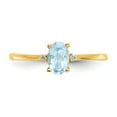 thumbnail image 5 of 14K Yellow Gold Ring Band Birthstone (03) March Aquamarine Oval Blue Diamond Round White, Size 7, 5 of 5