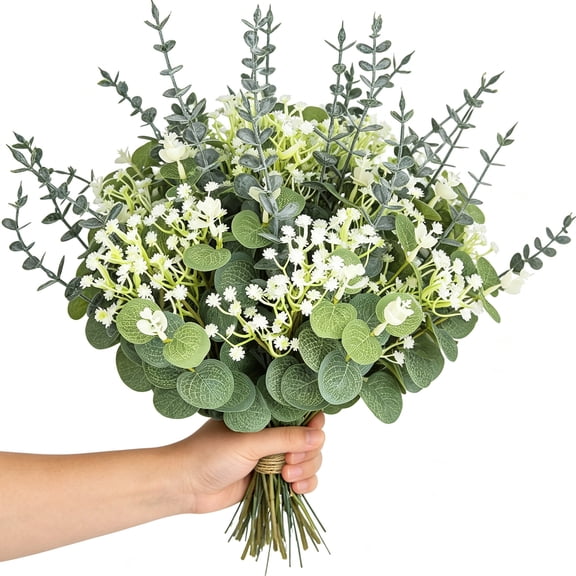 Artificial Eucalyptus Stems 60 Bundles Mixed Fake Flowers Bouquets DIY Arrangement Home Décor for Wedding