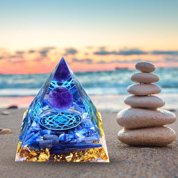 Pirámide de orgonita de 5 cm Heal Reiki Orgone Generador de energía Piedra de cristal (F)