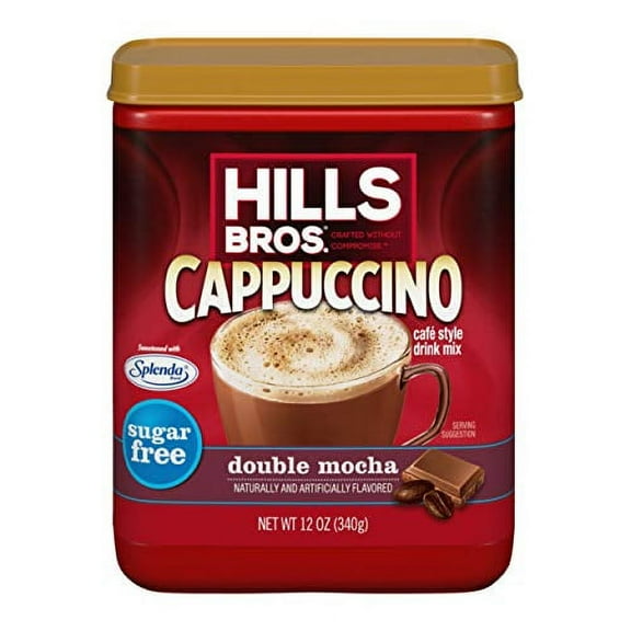 Hills Bros Instant Sugar-Free Double Mocha Cappuccino Mix, Easy to Use, Enjoy Coffeehouse Flavor from Home, Frothy and 8 g of Carbs, 12 Oz