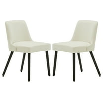 MINCETA Dining Chair,Morden Wood Leg Upholstered Kitchen Chair Set of 2,PU in Gream White