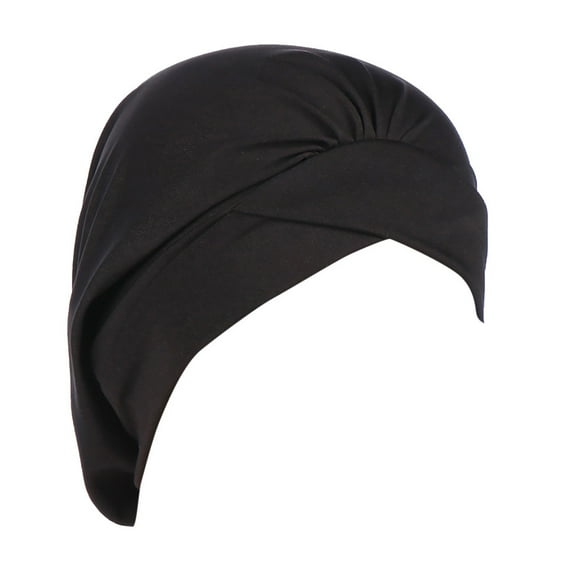 Yigetop Head Coverings for Women, Fashion Women Solid india Hat Muslim Ruffle Cancer Chemo Beanie Turban Wrap Cap Turban Head Wraps for Women Black One Size