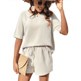thumbnail image 3 of Conjuntos de Pijama para Mujer, Conjunto de Dos Piezas de Punto Gofre, Chándal con Bolsillos, Color Abeja, Talla L, 3 of 9