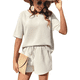 thumbnail image 3 of Conjuntos de Pijama para Mujer, Conjunto de Dos Piezas de Punto Gofre, Chándal con Bolsillos, Color Abeja, Talla L, 3 of 9