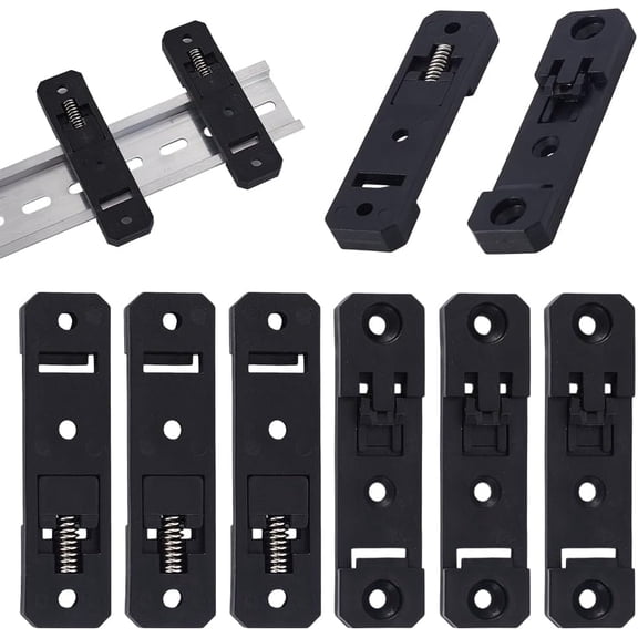 10Pcs DIN Rail Mounting Brackets 76x20x8mm Rectangle Universal Mounting Supports Standard Nylon Industrial Electrical Clamps for Switches Circuit Breakers Solid State Relays Black