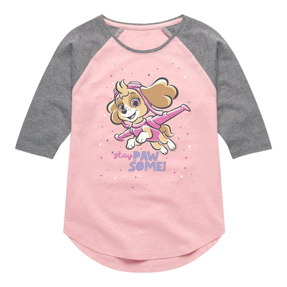 Paw Patrol - Stay Pawsome - Toddler And Youth Girls Raglan Graphic T-Shirt