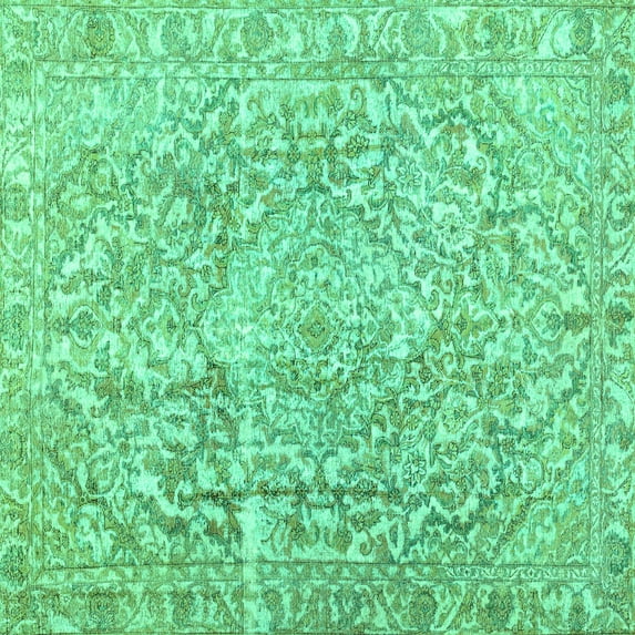 Ahgly Company Machine Washable Indoor Square Abstract Turquoise Blue Contemporary Area Rugs, 6' Square