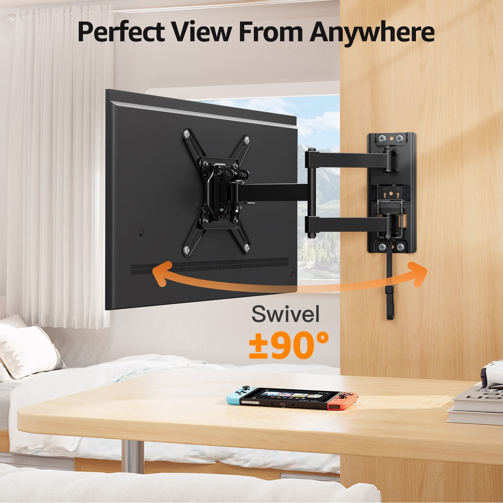 MOUNT PRO Full Motion Lockable RV TV Mount - Fits 13-43 Inch TVs, Max 33LBS, VESA 200x200mm - Perfect for Camper, Truck, Trailer, Marine Boat, Motor Home
