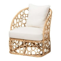 Bowery Hill Contemporary Bohemian Light Honey Rattan Accent Chair