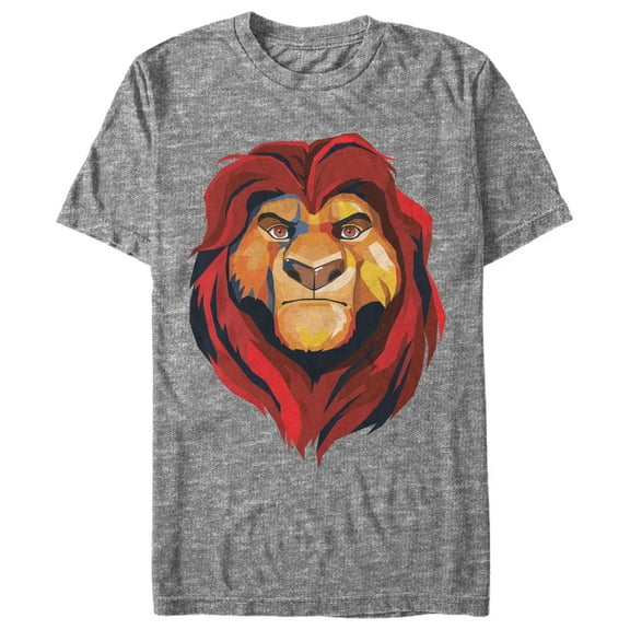 Men's Lion King Geometric Mufasa Portrait  Graphic Tee Athletic Heather 3X Large