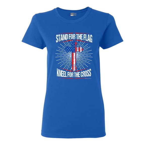 Ladies I Stand For Flag Kneel For Cross American Flag USA DT T-Shirt Tee