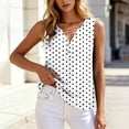 thumbnail image 6 of Dvprdro V Neck Button Front Sleeveless Top for Women Knit Loose Fit Polka Dots Summer Casual Blouse, 6 of 7