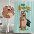 thumbnail image 5 of Happy Groundhog Day Shower Curtain, Waterproof Shower Curtains for Bathroom, Green Hat Spring Animals Mint Green Washable Fabric Bathtub Curtain Set Bath Decor with 12 Hooks 72"x78", 5 of 8