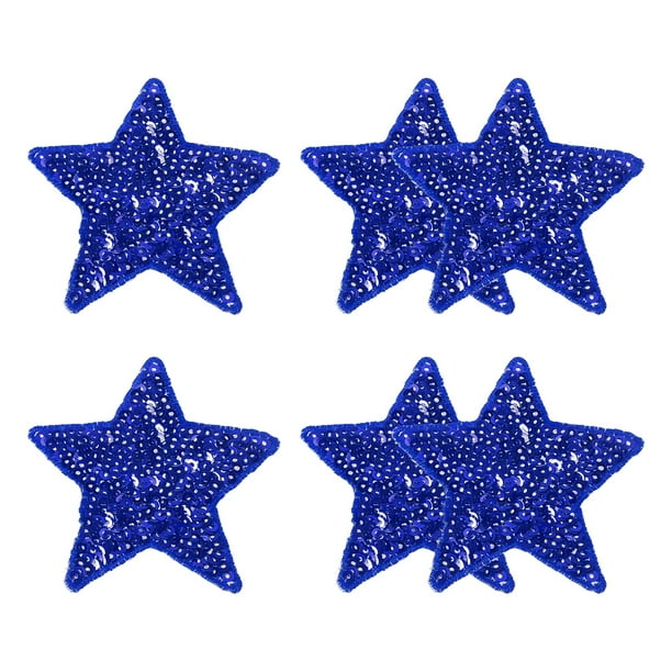 Parches de Lentejuela en Forma de Estrella Uxcell, 2.6"x2.6" Parches de Lentejuelas Bordados, 6 Paquetes Azul Oscuro