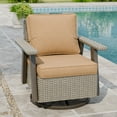 thumbnail image 3 of INTER HUT Serenity Retreat 360° Swivel Rocker Patio Chair, Outdoor Rattan Swivel Chair with Cushions, Beige/Tan, 3 of 9