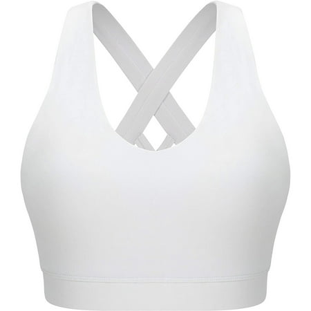 

Sports Bra for Women Criss-Cross Back Padded Strappy Sports Bras Medium Support Yoga Bra