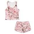 thumbnail image 4 of Xoenoiee Butterfly Cherry Blossom Print Girls Swimsuit 2 Piece Girls Tankini Swimsuit Swim Shorts Girl Bathing Suit Swimwear with Removable Pads, 6-7 Years, 4 of 7