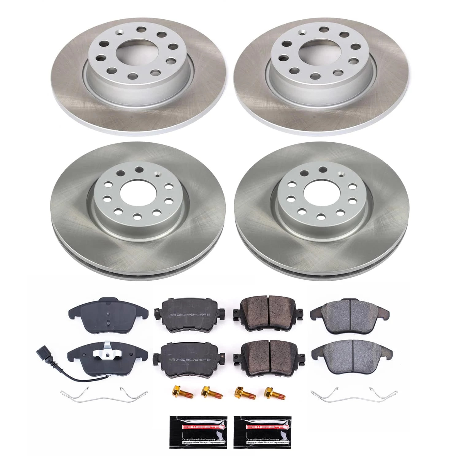 PowerStop Front and Rear Semi-Coated Rotor and Low-Dust Ceramic Brake Pad Kit SC7501