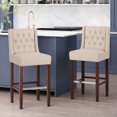 thumbnail image 2 of Leeandre Contemporary Wingback Fabric Barstools, Set of 2, Beige and Espresso, 2 of 8