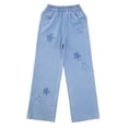 thumbnail image 4 of Aocisk Girls Ice Silk Jeans Fashion Cute Personality Wide Leg Casual Denim with Pockets Summer Girls Trousers Sky Blue_005 6-7 Years, 4 of 9