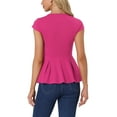 thumbnail image 3 of INSPIRAR CHIC Blusas de Peplum para Mujeres con Mangas Cortas y Cuello Redondo en Color Sólido 3XL Rosa Fucsia, 3 of 6