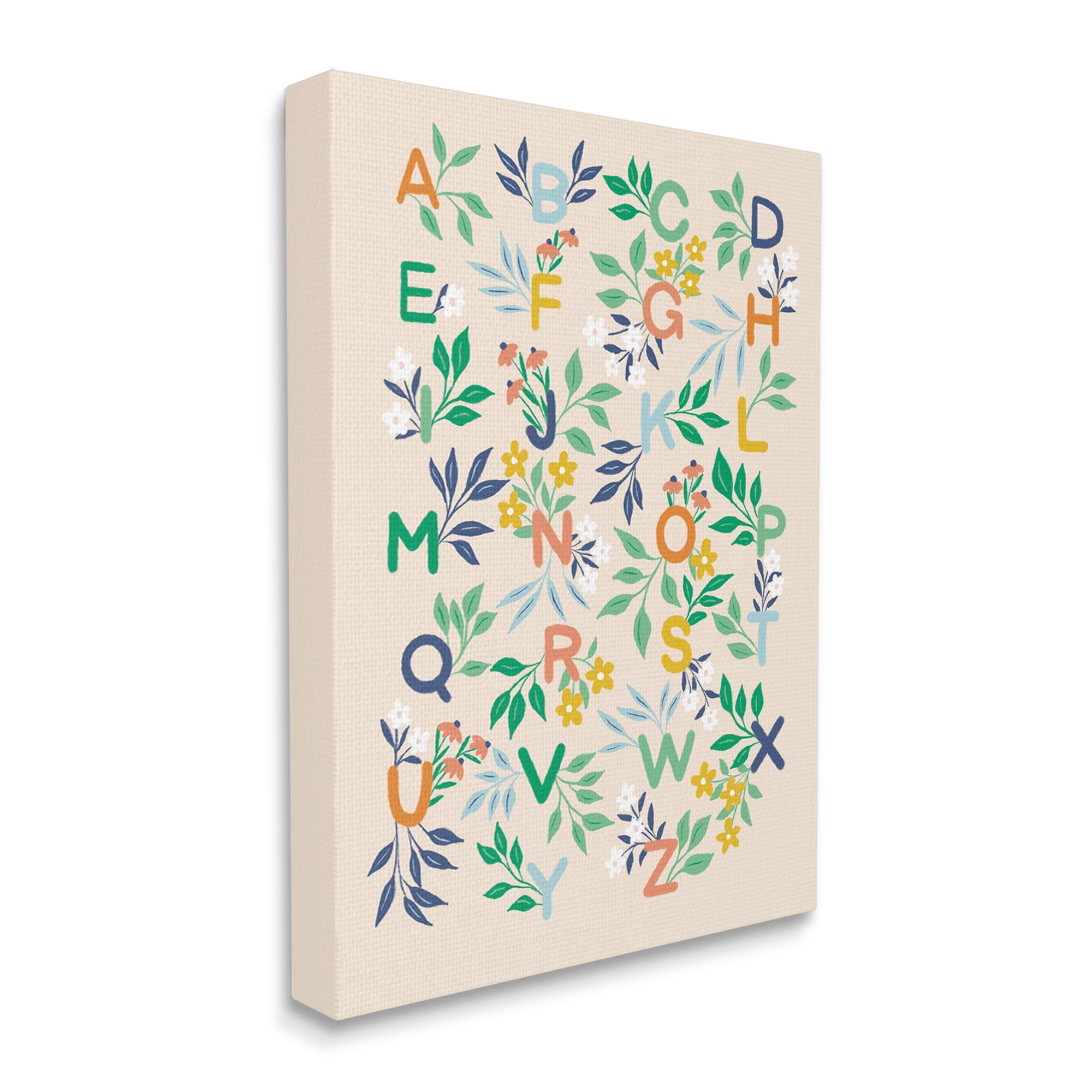 Stupell Industries Cottage Blooms Alphabet Typography Painting Gallery Wrapped Canvas Art Print Wall Art, 30 x 40